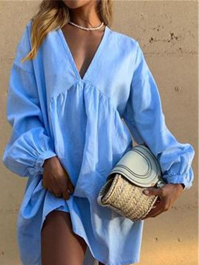 Women's Dresses V-Neck Long Sleeve Casual Dress - LuckyFash™