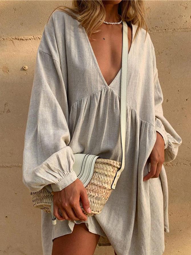 Women's Dresses V-Neck Long Sleeve Casual Dress - LuckyFash™