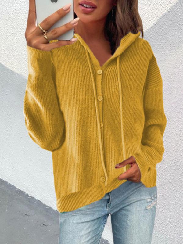 Women's Hoodies Button Long Sleeve Drawstring Sweater Hoodie - LuckyFash™