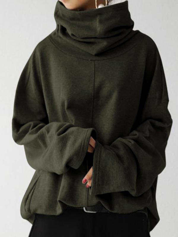 Women's Hoodies Loose Long Sleeve High Neck Pullover Hoodie - LuckyFash™