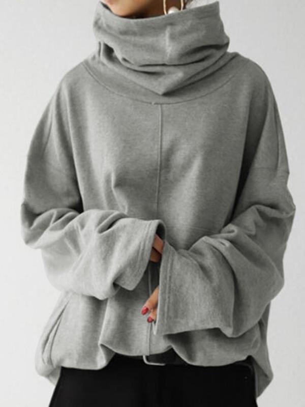 Women's Hoodies Loose Long Sleeve High Neck Pullover Hoodie - LuckyFash™