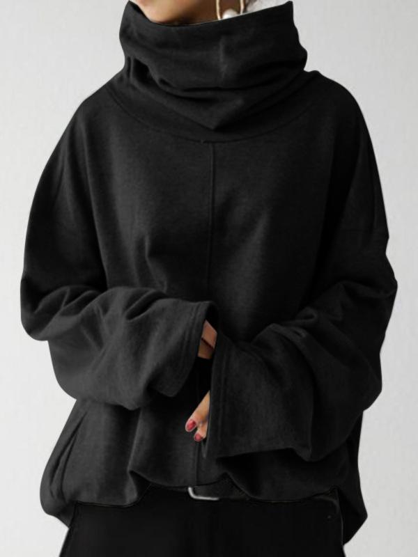 Women's Hoodies Loose Long Sleeve High Neck Pullover Hoodie - LuckyFash™