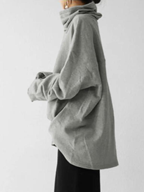 Women's Hoodies Loose Long Sleeve High Neck Pullover Hoodie - LuckyFash™