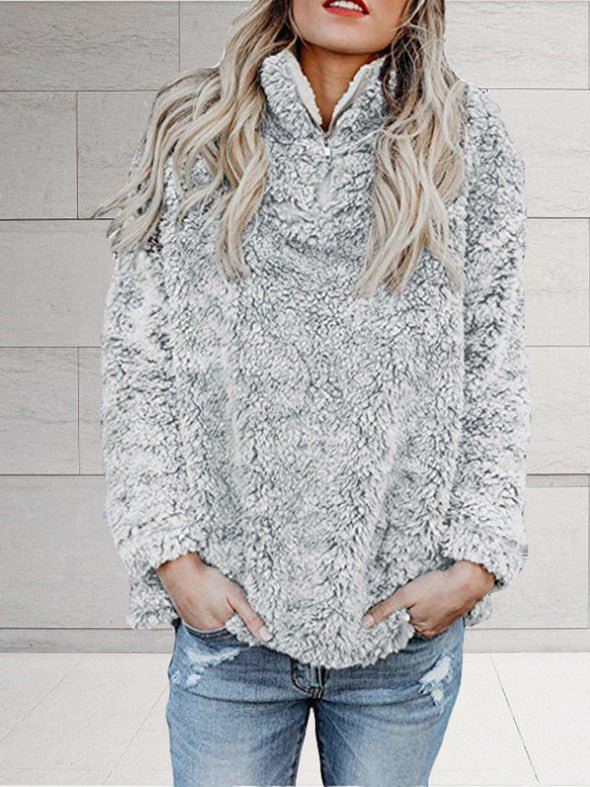 Women's Hoodies Plush Zip Turtleneck Long Sleeve Sweatshirt - LuckyFash™