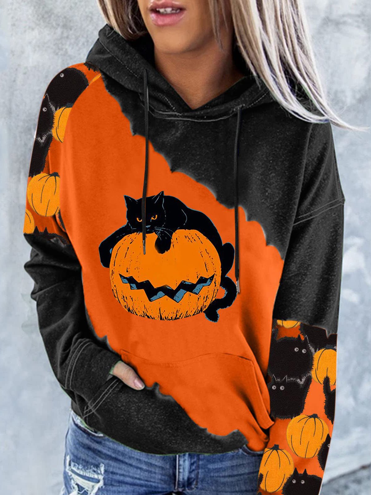 Hoodies Printed Pocket Long Sleeve Hoody - LuckyFash™