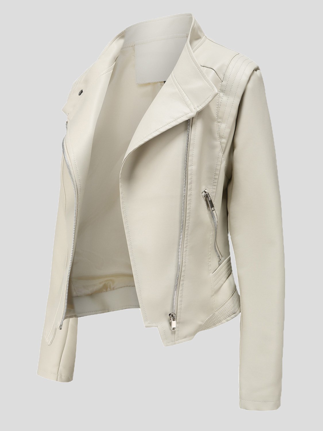 Women's Jackets Lapel Slim Long Sleeve Short PU Leather Jacket - LuckyFash™