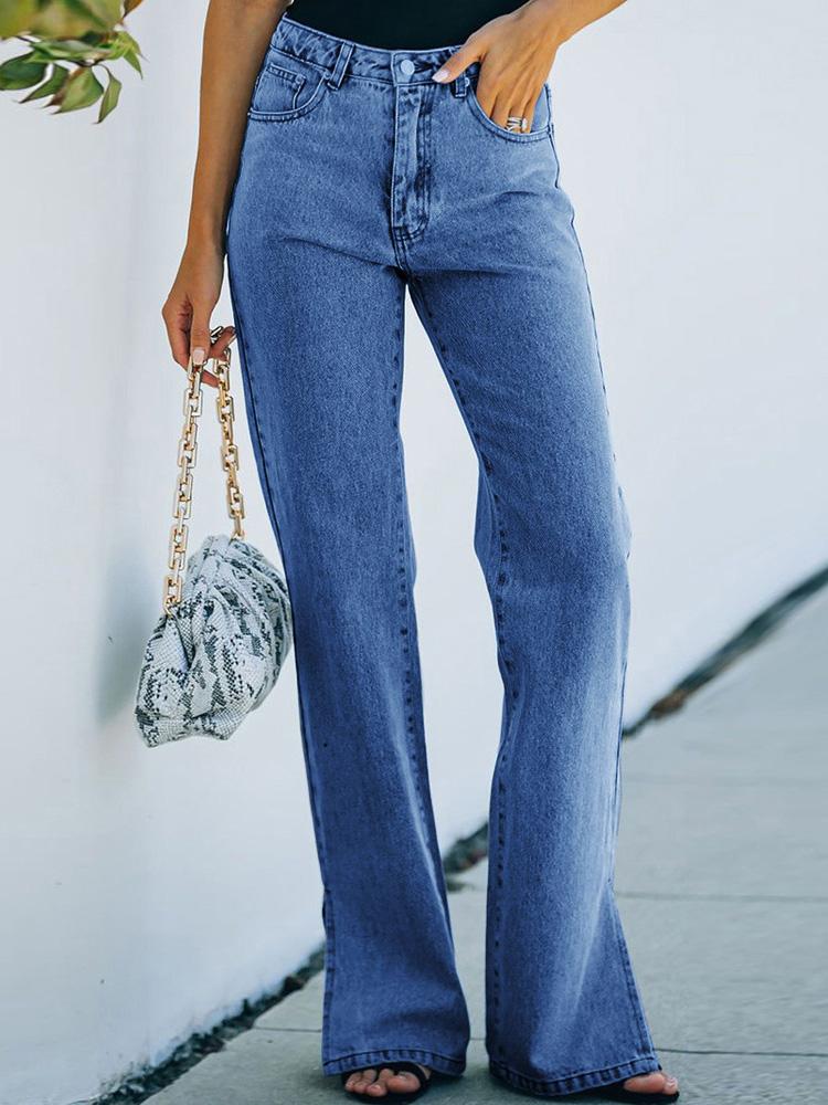 Women's Jeans Washed Mid-Waist Split Temperament Jeans - LuckyFash™