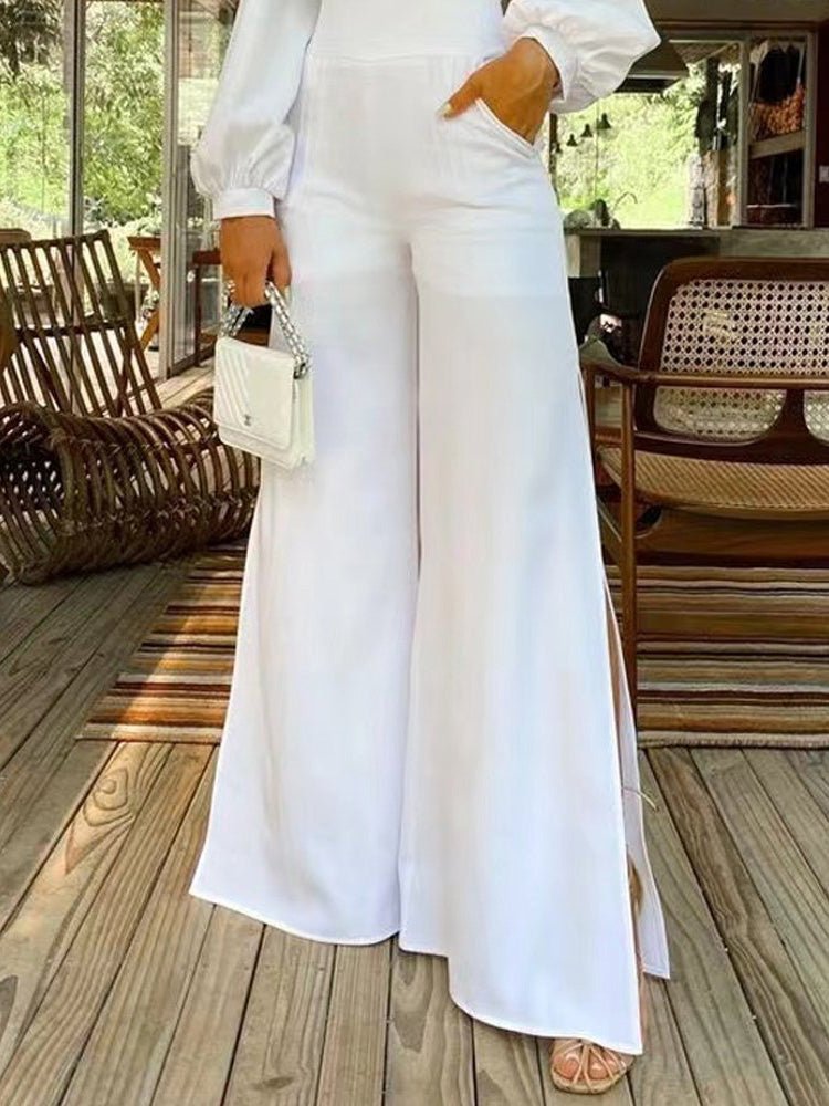 Women's Jumpsuits High Neck Hollow Long Sleeve Slit Jumpsuit - LuckyFash™
