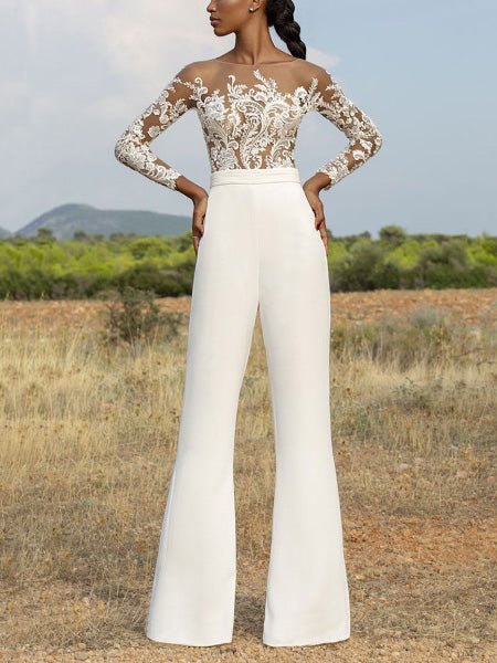 Women's Jumpsuits One-Shoulder Embroidered Long Sleeve Jumpsuit - LuckyFash™
