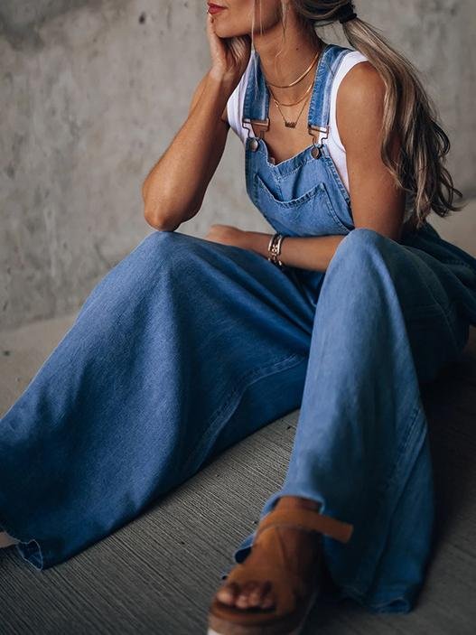 Women's Jumpsuits Wide-Leg Leisure Vacation Denim Jumpsuit - LuckyFash™