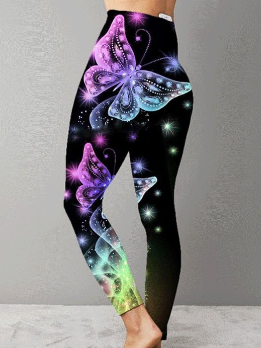 Pants Butterfly Print Sports Yoga Pants Stretch Pants - LuckyFash™