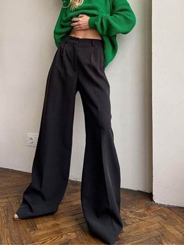 Women's Pants Casual Solid High Waist Wide Leg Pants - LuckyFash™