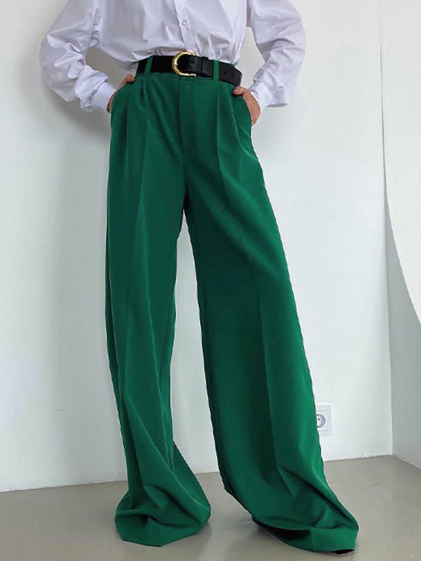 Women's Pants Casual Solid High Waist Wide Leg Pants - LuckyFash™