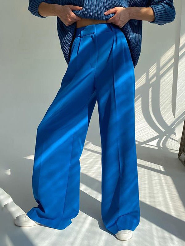 Women's Pants Casual Solid High Waist Wide Leg Pants - LuckyFash™