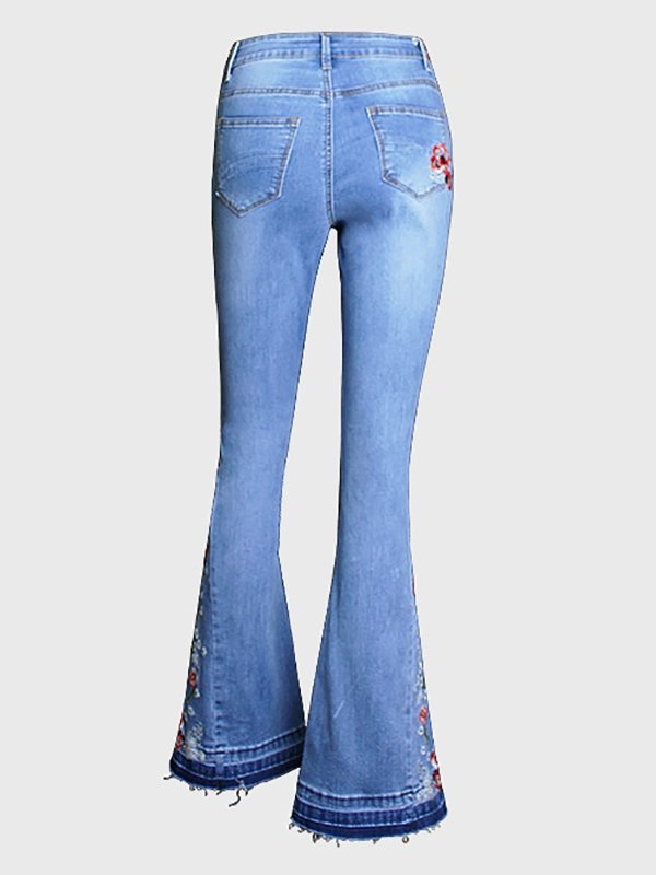 Pants Embroidered Denim Flared Jeans - LuckyFash™