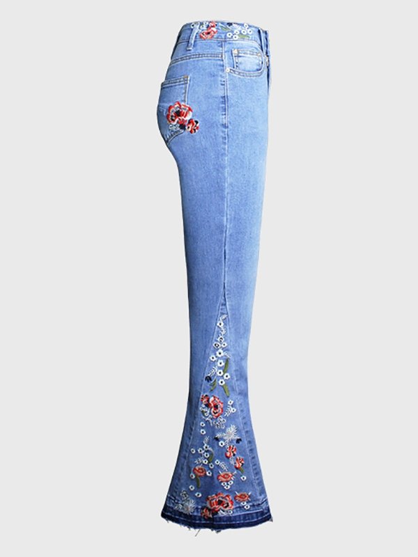 Pants Embroidered Denim Flared Jeans - LuckyFash™