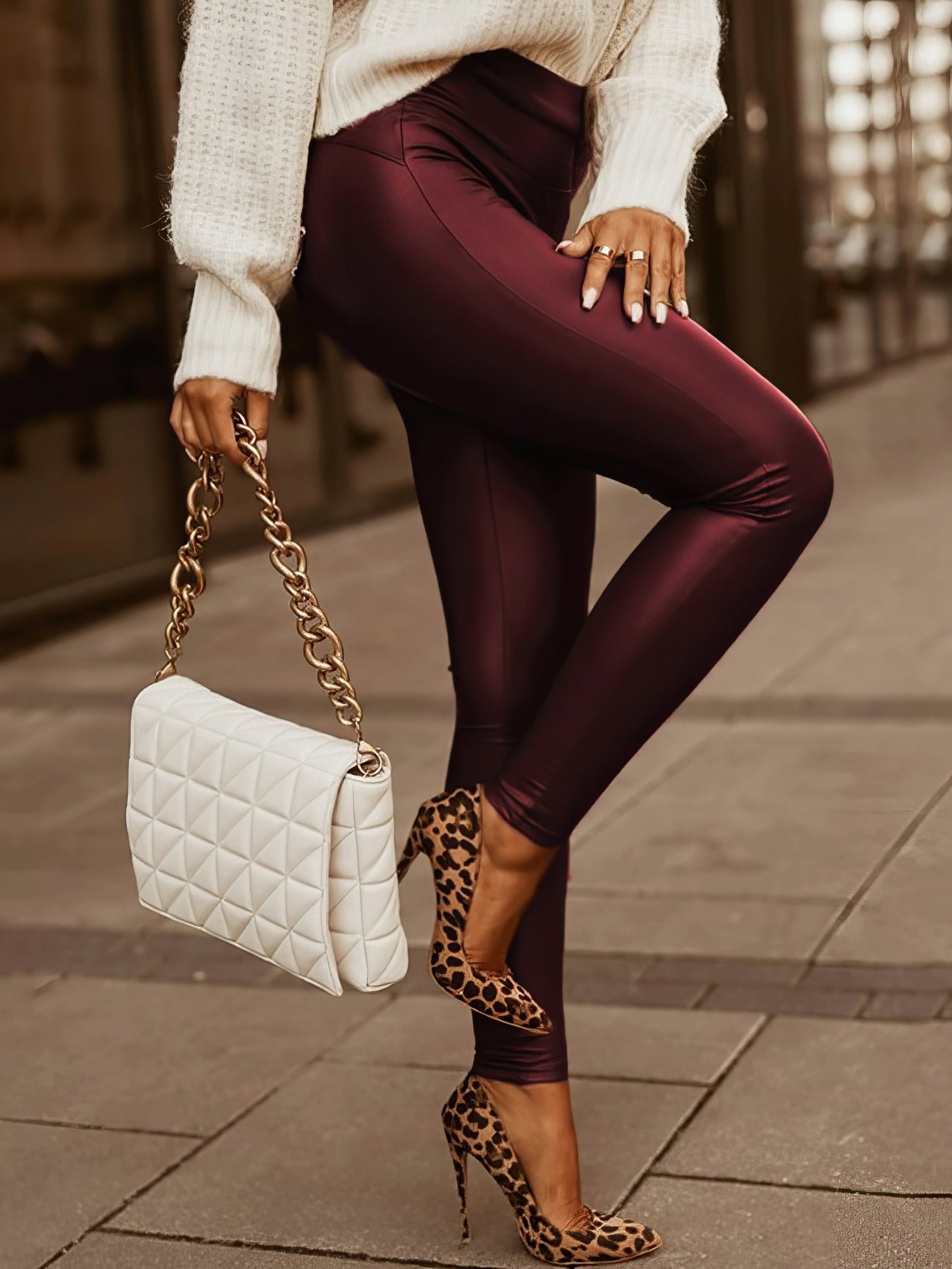 Pants Fashion High Waist Skinny Faux Leather Trousers - LuckyFash™