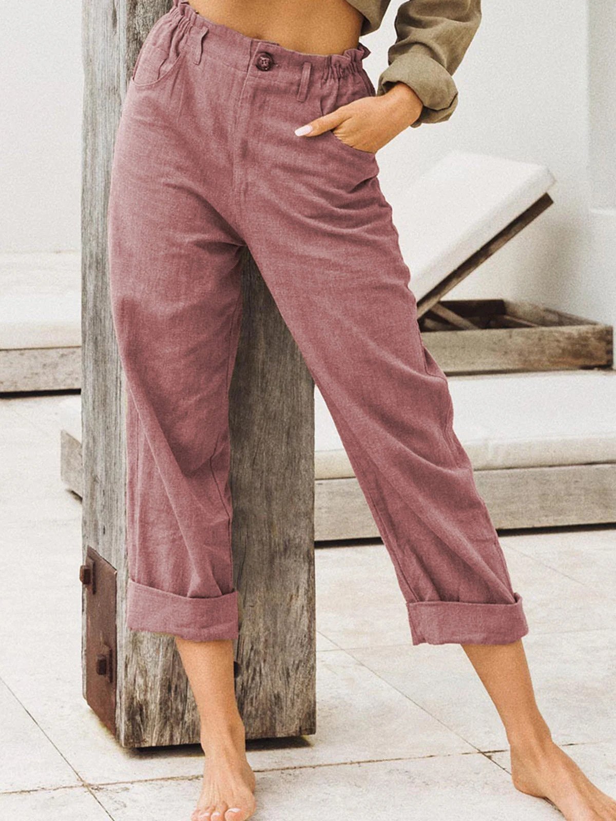 Women's Pants Loose Solid Pocket High Waist Casual Pants - LuckyFash™