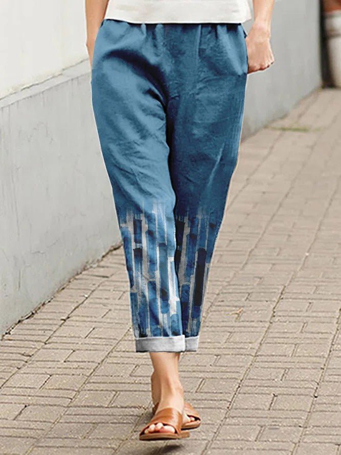 Women's Pants Print Elastic Waist Pockets Casual Pant - LuckyFash™