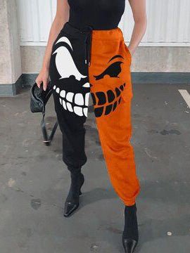 Women's Pants Printed Contrast Elastic Waist Casual Pants - LuckyFash™