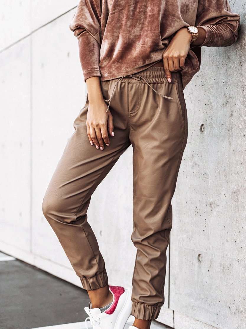 Women's Pants Simple Elastic Tether Slim Leather Pants - LuckyFash™
