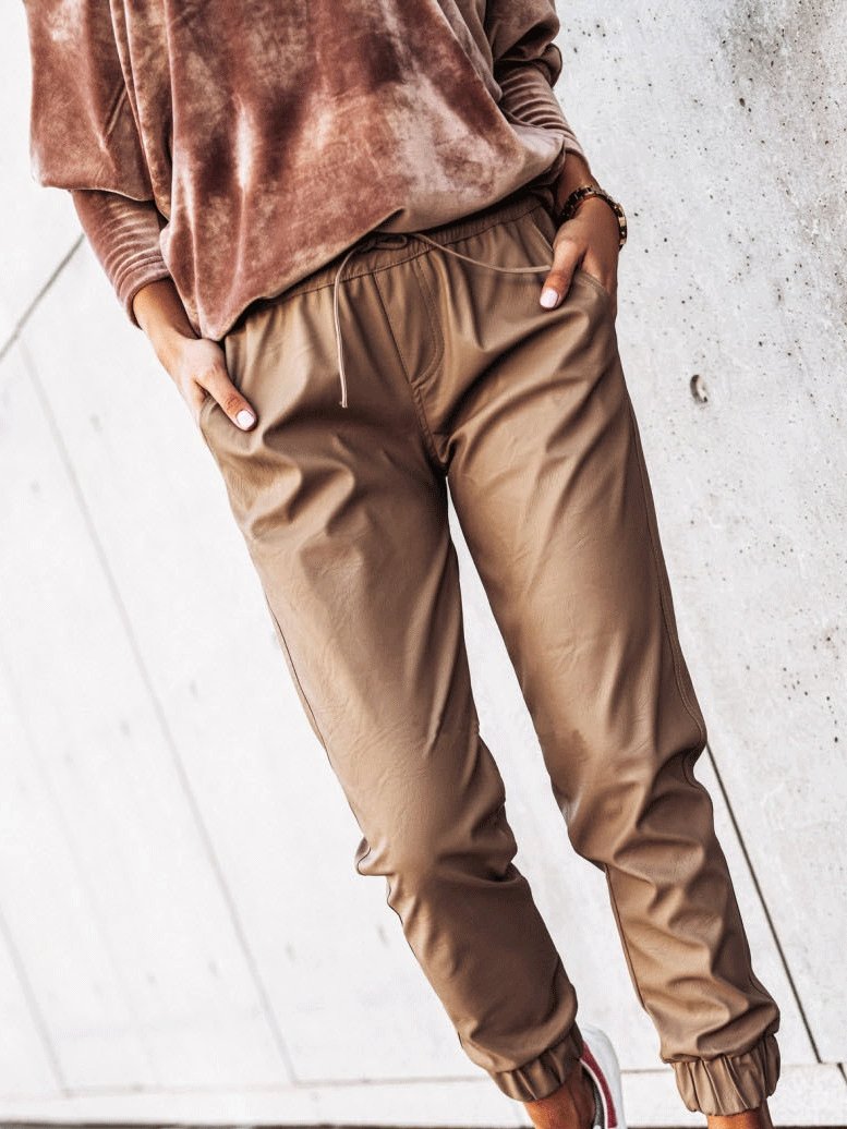 Women's Pants Simple Elastic Tether Slim Leather Pants - LuckyFash™