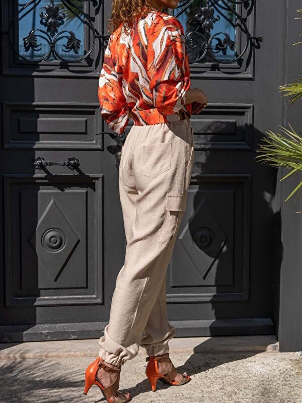 Women's Pants Solid Elastic Waist Pocket Casual Pants - LuckyFash™
