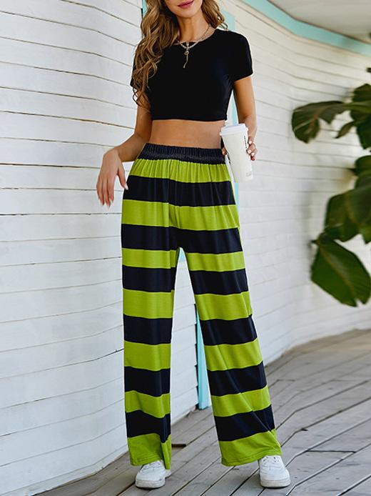 Women's Pants Striped Print Wide-Leg Casual Pants - LuckyFash™