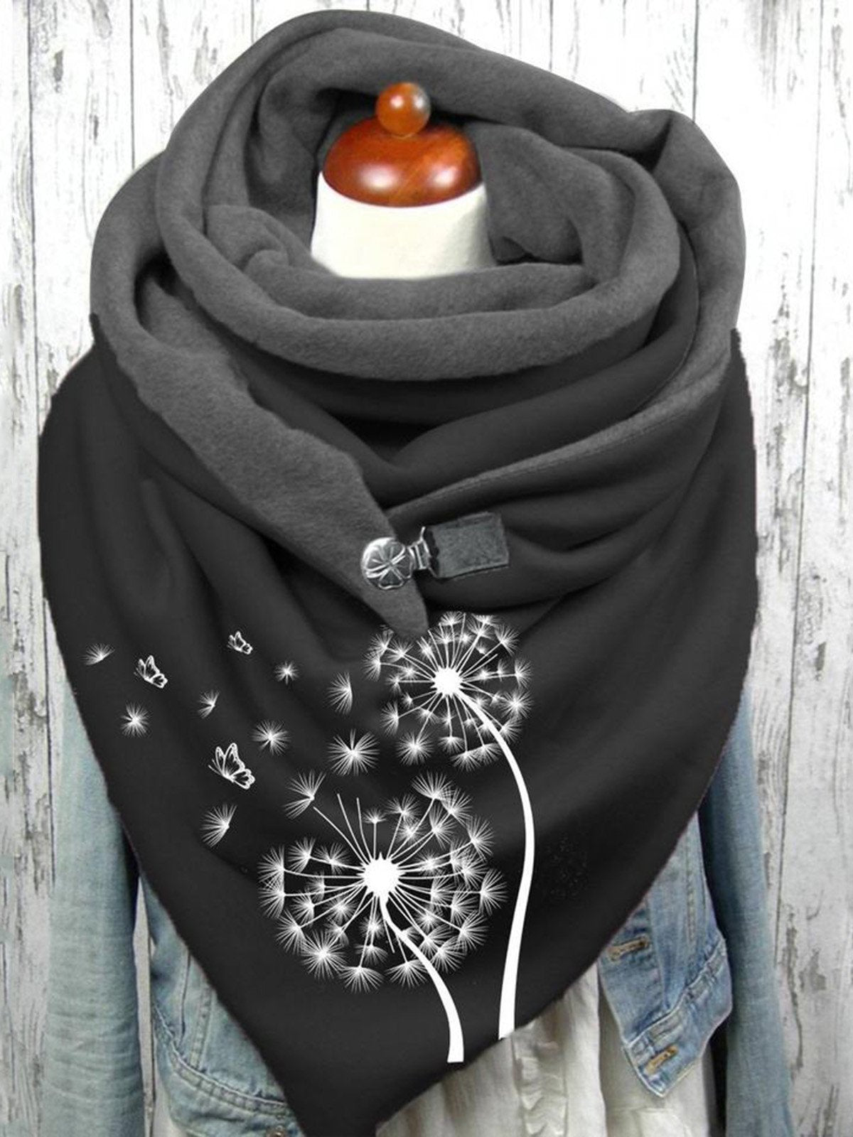 Women's Scarfs Dandelion Print Warm Buttoned Scarf - LuckyFash™