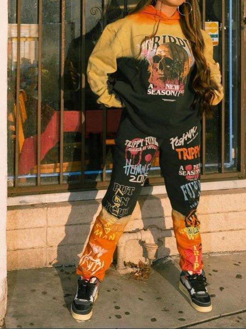 Women's Sets Printed Long Sleeve Hoody & Pants Two Piece Set - LuckyFash™