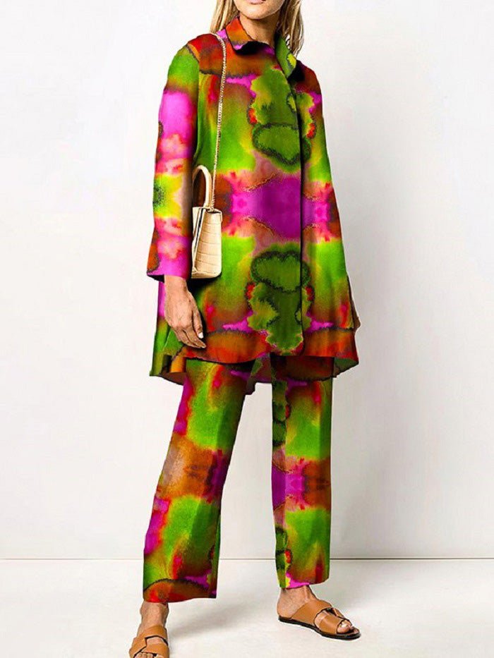 Women's Sets Printed Long Sleeve Shirt & Pants Two Piece Set - LuckyFash™
