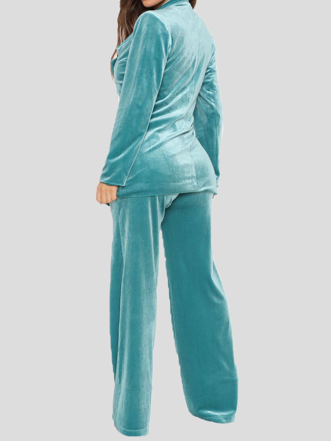 Women's Sets Solid Blazers Trousers Gold Velvet Two-Piece Sets - LuckyFash™