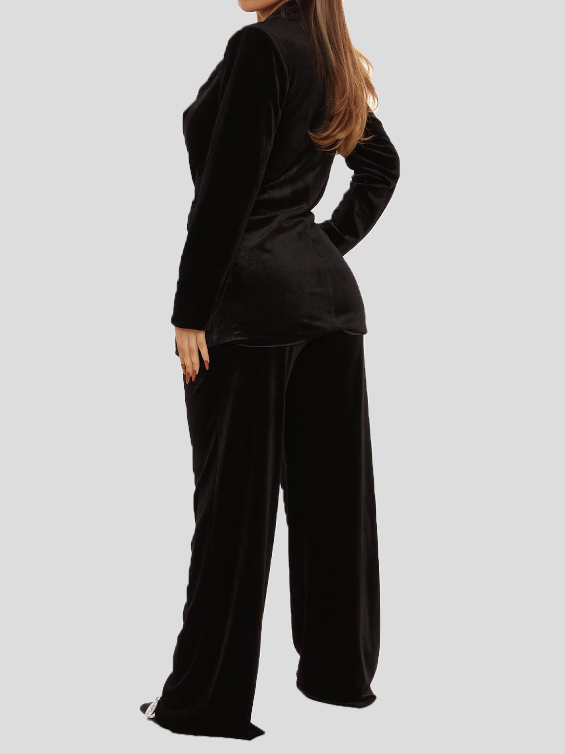 Women's Sets Solid Blazers Trousers Gold Velvet Two-Piece Sets - LuckyFash™