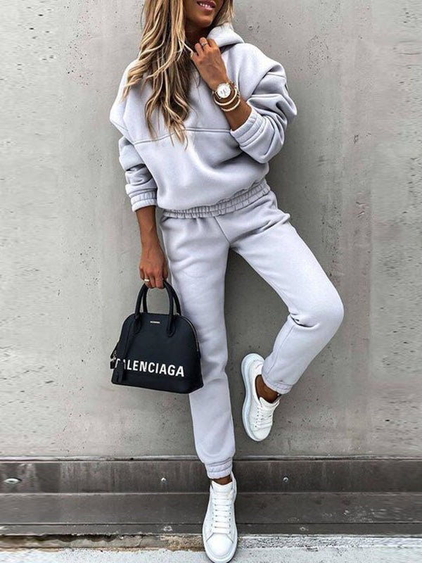 Women's Sets Solid Long Sleeve Hoody & Pants Two-Piece Set - LuckyFash™