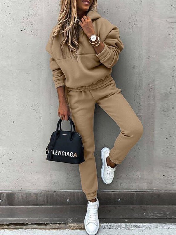 Women's Sets Solid Long Sleeve Hoody & Pants Two-Piece Set - LuckyFash™