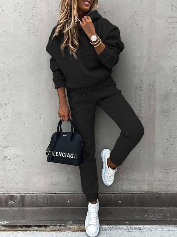 Women's Sets Solid Long Sleeve Hoody & Pants Two-Piece Set - LuckyFash™
