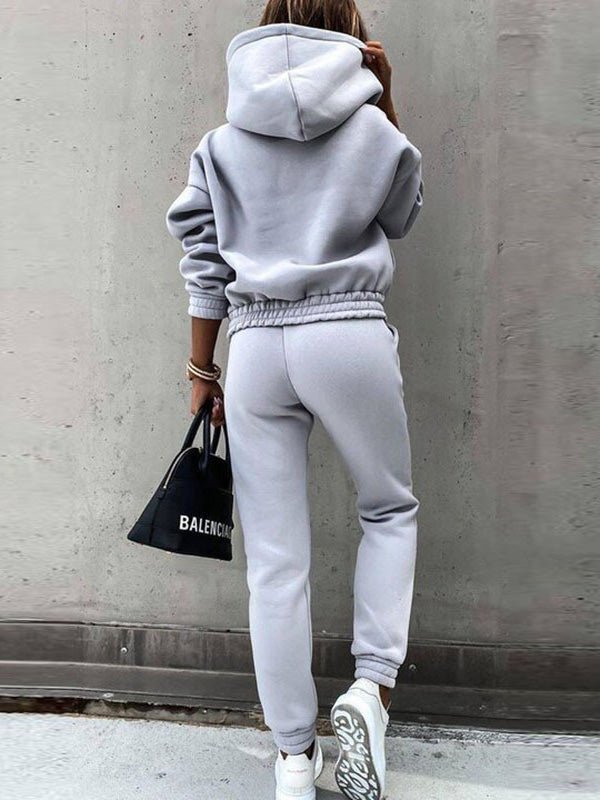 Women's Sets Solid Long Sleeve Hoody & Pants Two-Piece Set - LuckyFash™