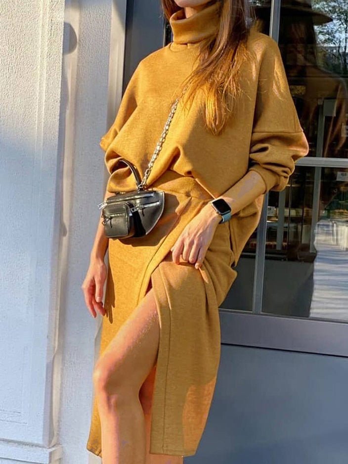 Women's Sets Turtleneck Doll Sleeve Top & Skirt Two Piece Set - LuckyFash™