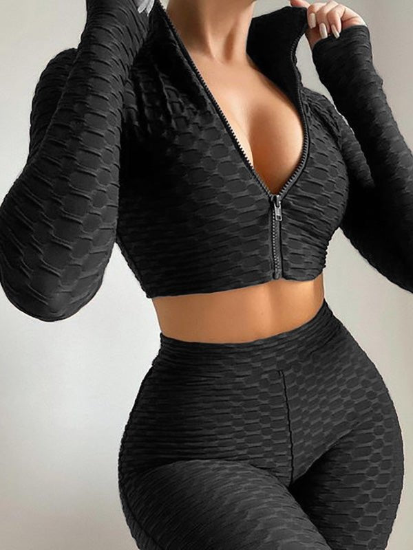 Women's Sets Yoga Clothes Long Sleeve Sports Two Piece Suit - LuckyFash™