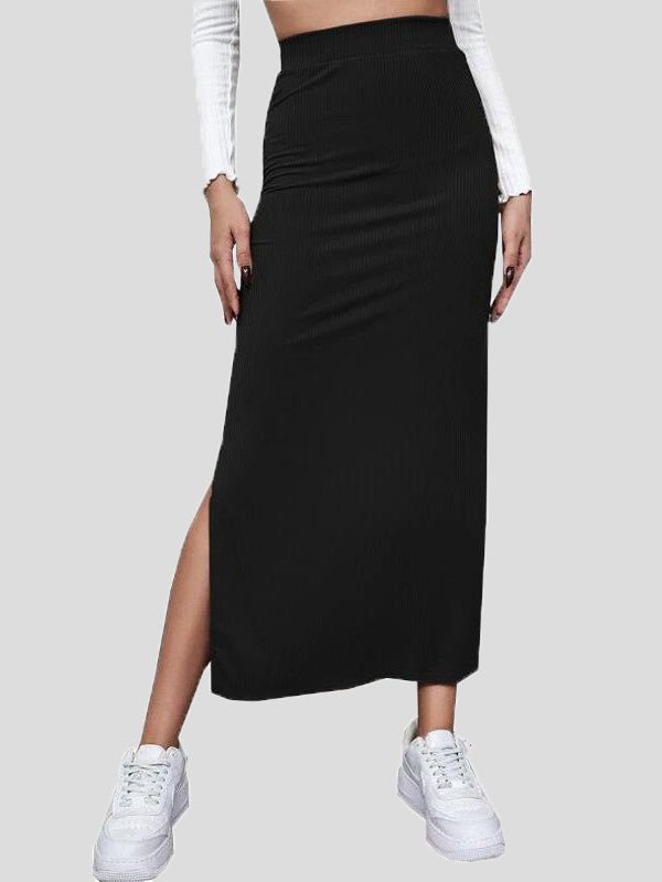 Women's Skirts Solid Slim Fit Slit Long Skirt - LuckyFash™