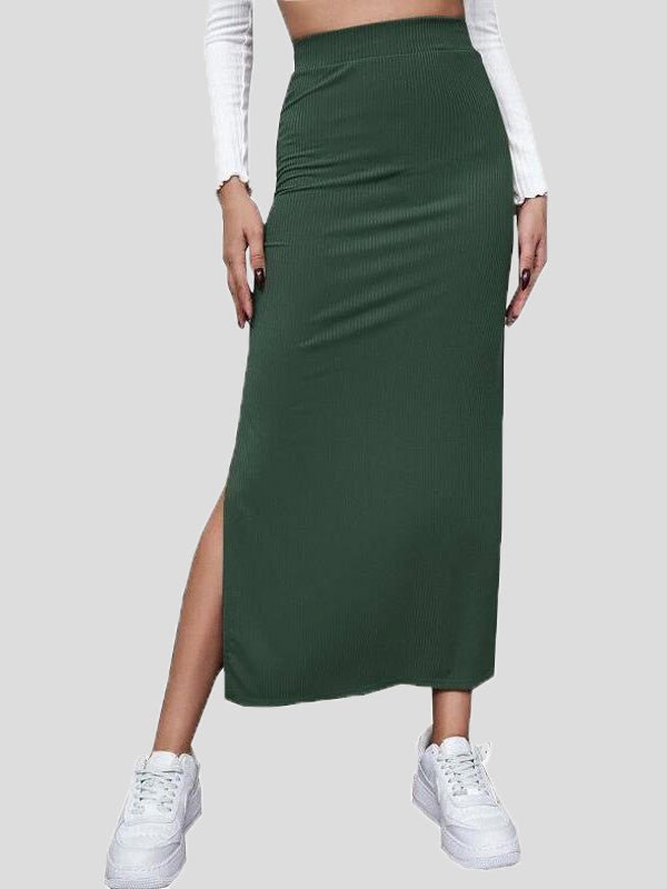 Women's Skirts Solid Slim Fit Slit Long Skirt - LuckyFash™