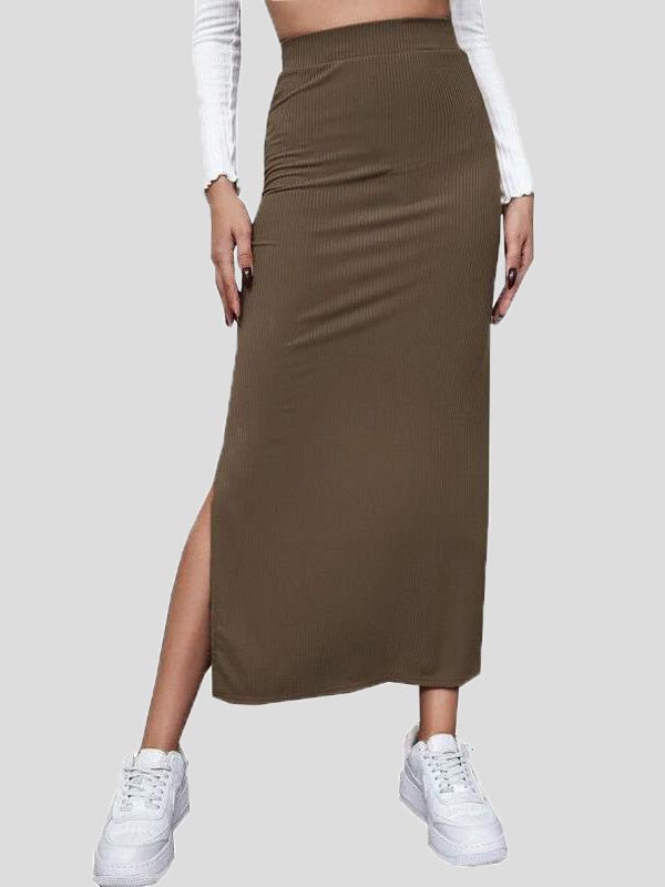 Women's Skirts Solid Slim Fit Slit Long Skirt - LuckyFash™