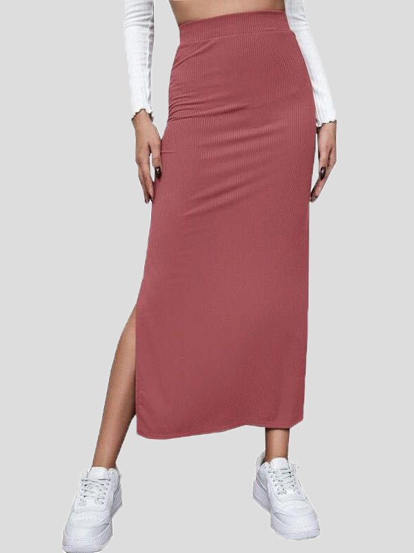 Women's Skirts Solid Slim Fit Slit Long Skirt - LuckyFash™