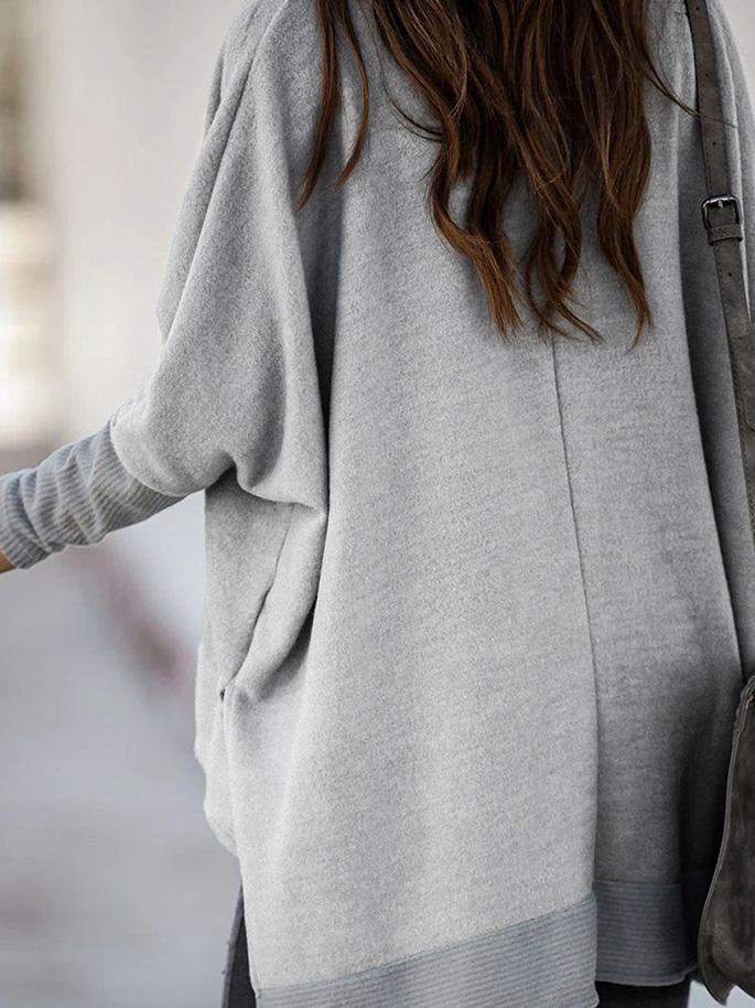 Women's Sweaters Bat Sleeve High Neck Irregular Split Long Sleeve Sweater - LuckyFash™