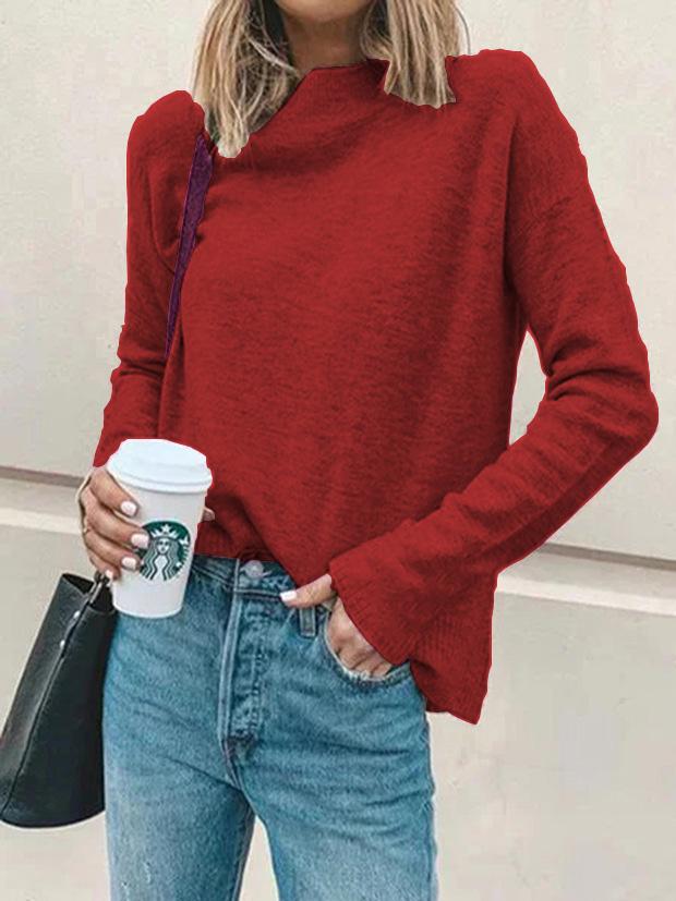 Women's Sweaters Casual High Neck Long Sleeve Pullover Sweater - LuckyFash™