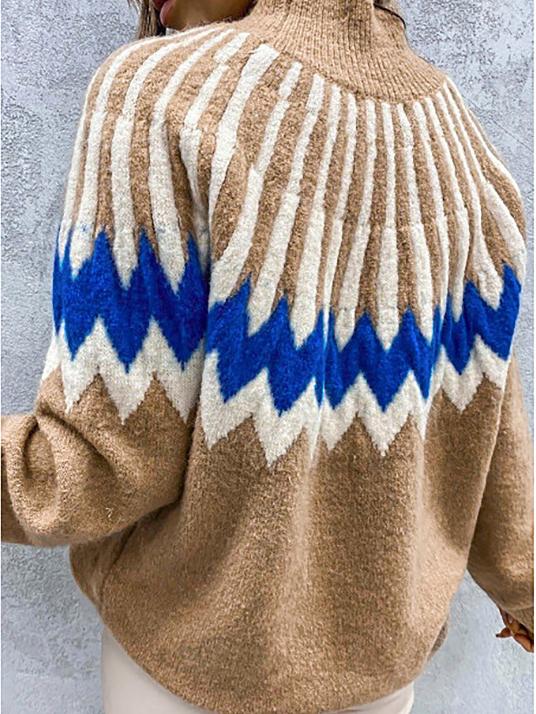 Women's Sweaters Printed Turtleneck Long Sleeve Knit Sweater - LuckyFash™