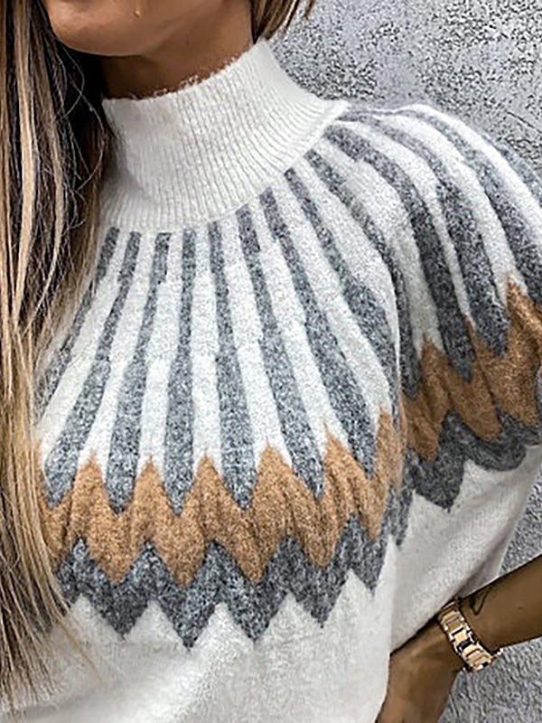 Women's Sweaters Printed Turtleneck Long Sleeve Knit Sweater - LuckyFash™