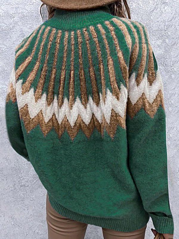 Women's Sweaters Printed Turtleneck Long Sleeve Knit Sweater - LuckyFash™