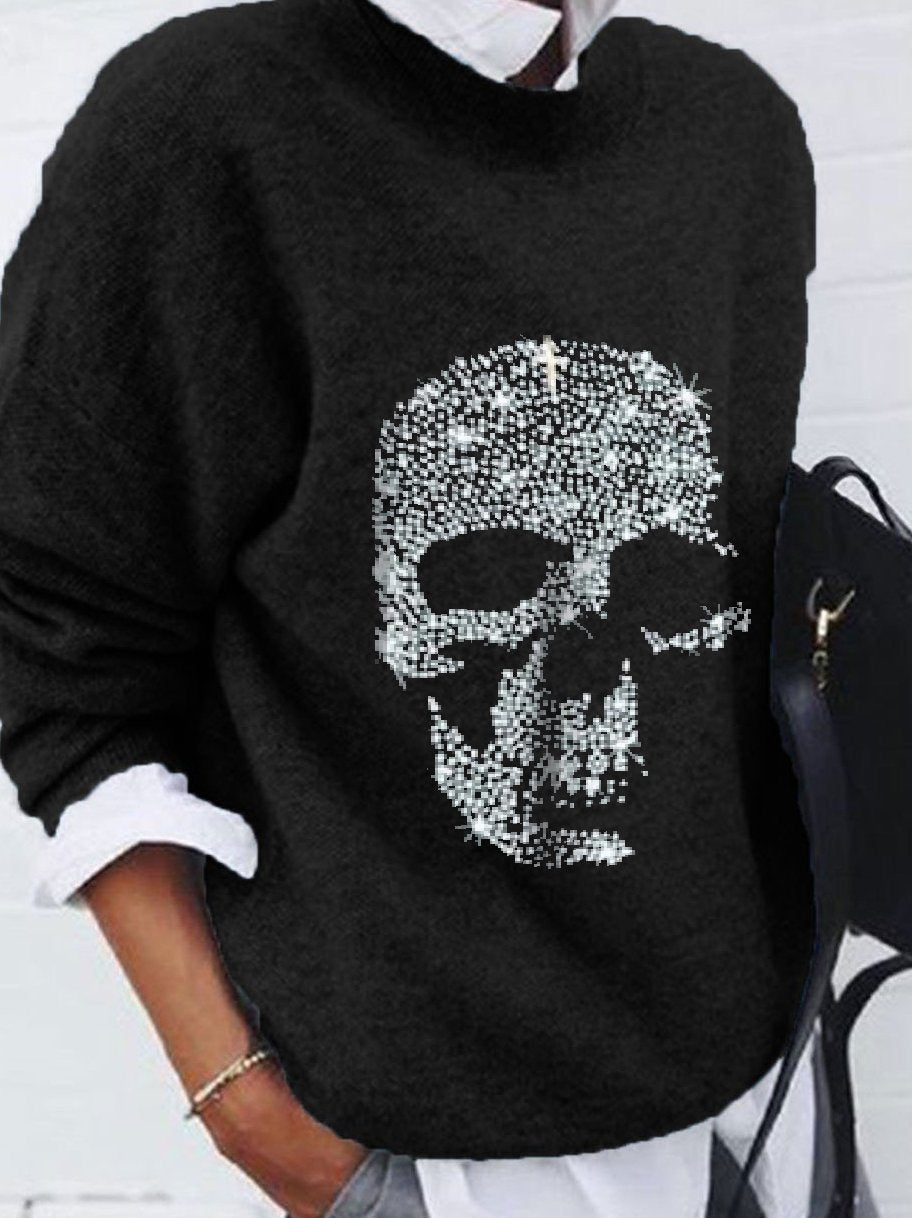 Sweaters Skull Print Long Sleeve Casual Sweater - LuckyFash™