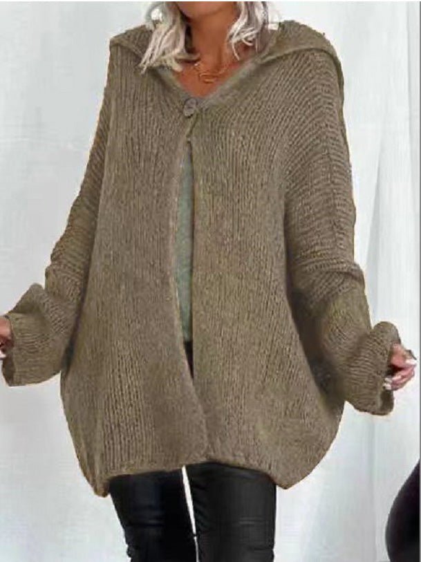 Women's Sweaters Solid Doll Sleeve Hooded Sweater - LuckyFash™